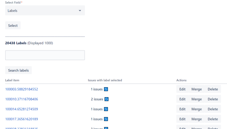 Manage Jira native Labels global or project intern