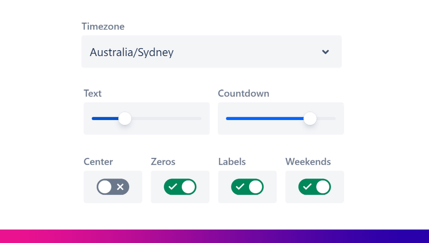 Configure timezone, time units, labels and size