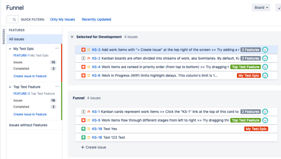 Typical Epic view but with your specific issue types (Feature in this case)