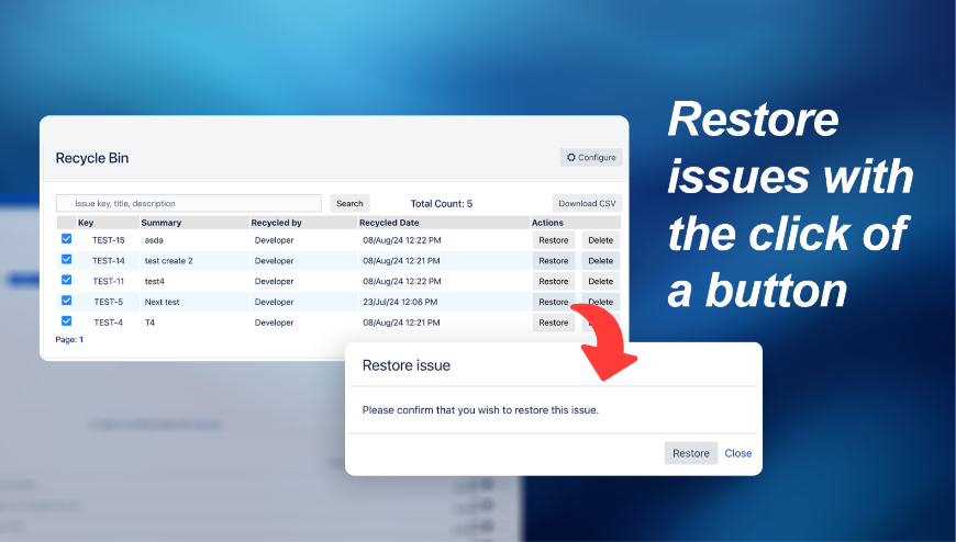 Restore issues with a single click