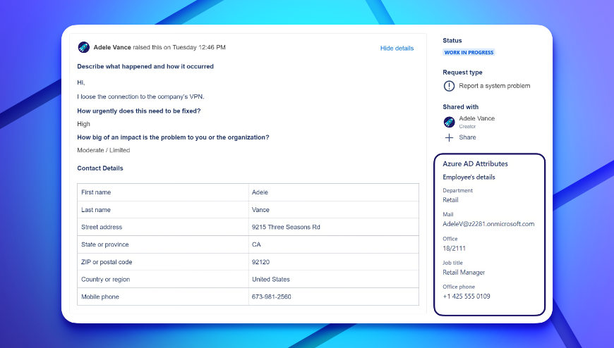 Show user attributes on Jira Issue & Request view