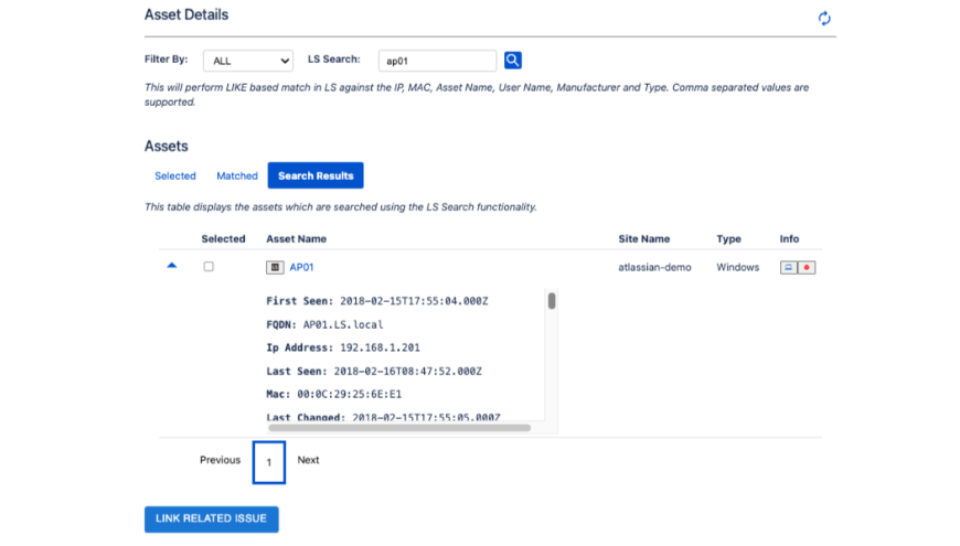 1 Click access to Lansweeper Asset Details.