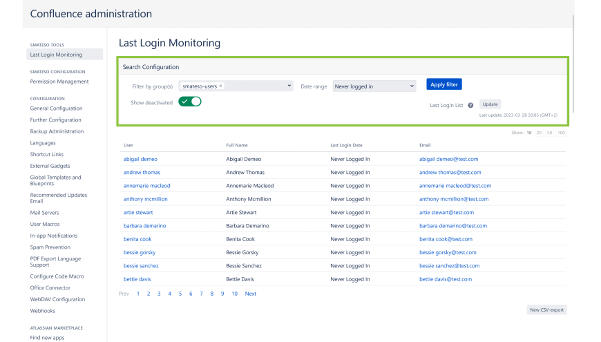 Use filters to narrow the list down and get the information you need.