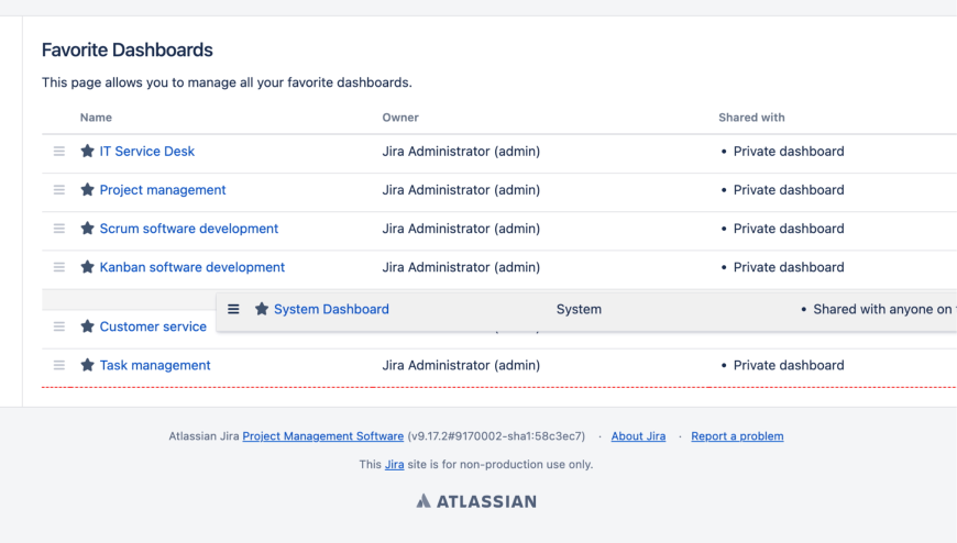 Drag & Drop Favorite Dashboards