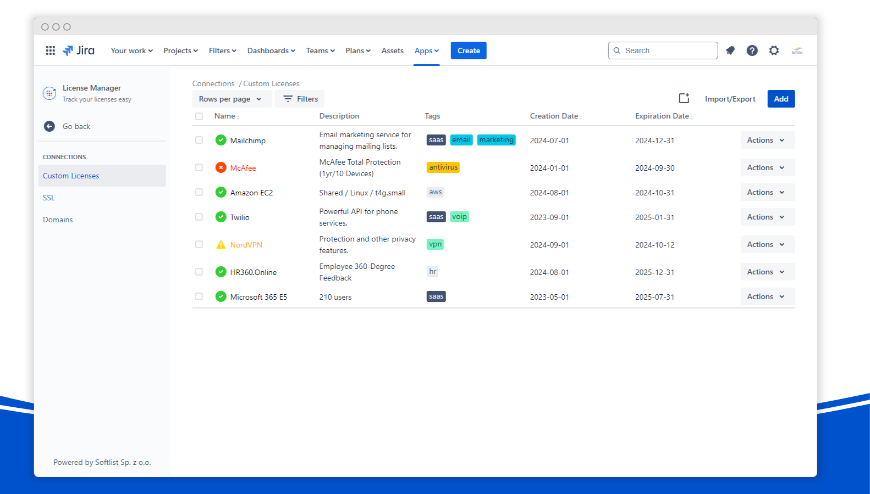 Manage Custom Software Licenses