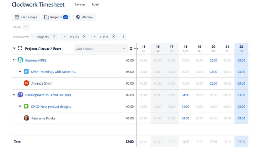 Timesheets | Filter Timesheet Reports by Period, Projects, Users, Issue Types and More