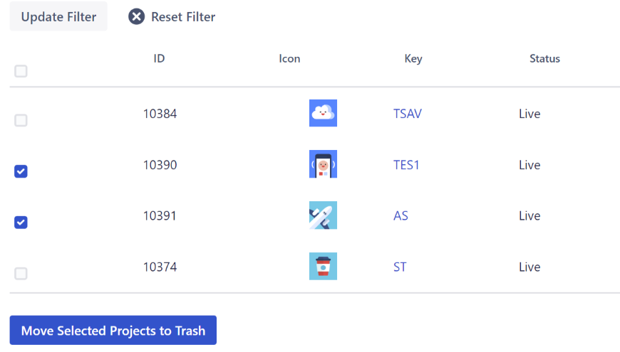 Cleanup Table - Quick Filter - Bulk Cleanup Action