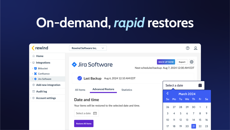 On-demand rapid restores