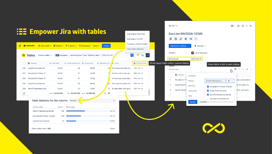 Store data sets in Jira table fields