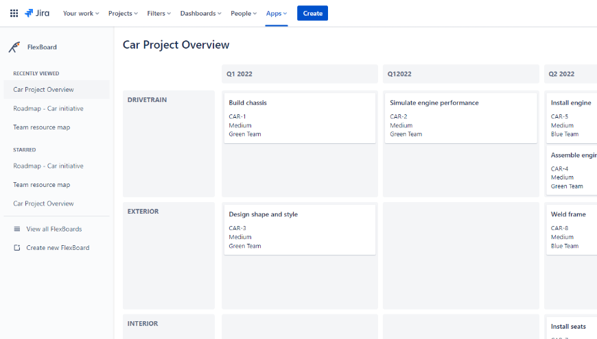 Roadmaps shouldn’t be confined to a one-dimensional timeline. Add meaning to your roadmap by breaking it down by goal, theme, area, component, or whatever dimension expresses your roadmap’s purpose.