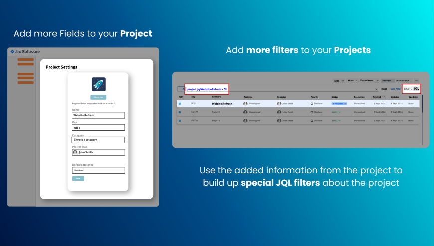 Define custom fields for Jira dashboard filters