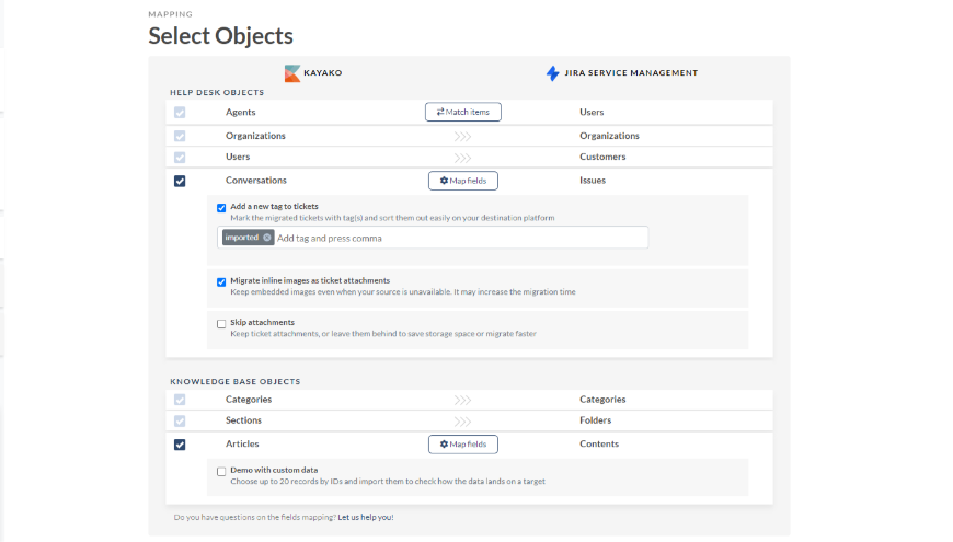 Mapping for both default and custom ticket fields