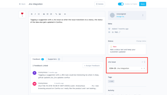 Link a Jira issue with an idea in Conflux.