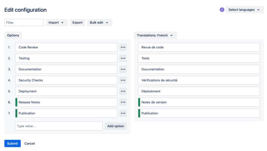 Import and export to ease the translation process