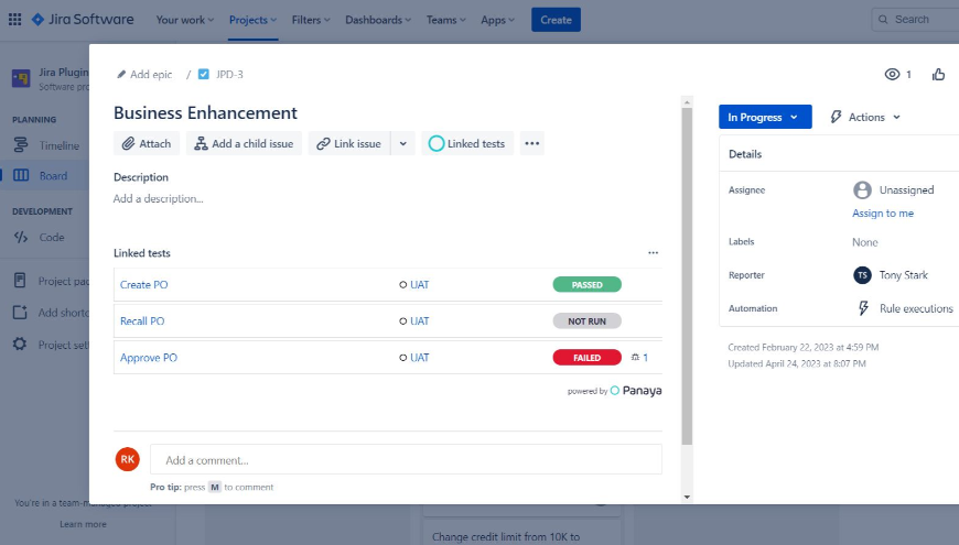 Real-time Testing and Defect Traceability in Jira