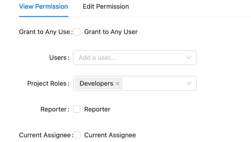 Configure view and edit permission for the field. Settings are project based.​