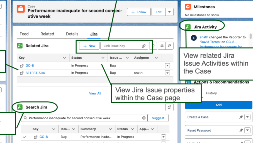 Jira issue creation, linking and tracking from Salesforce