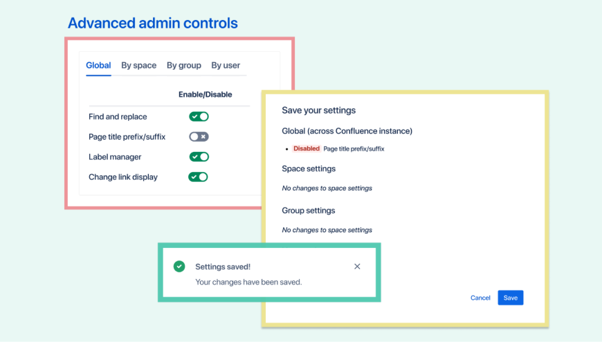 Customize access per space, group or user