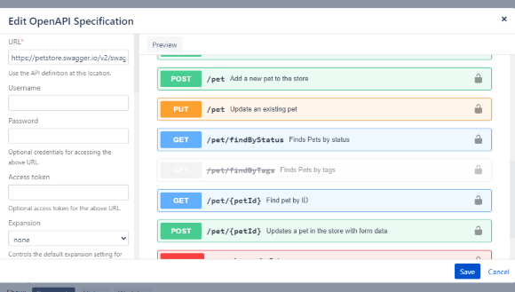 Embed OpenAPI specifications to JIRA issue