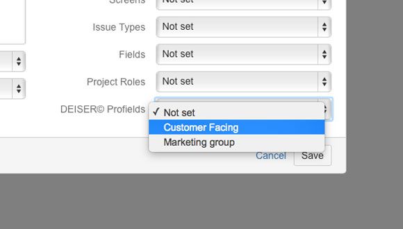 Specify a Deiser Projectrak scheme in the template