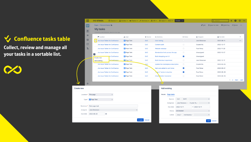 Confluence Tasks Table