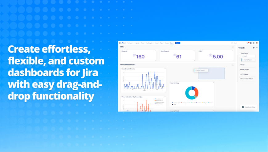 Instantly create customised charts and interactive Jira reports with easy drag-and-drop widgets. Get started quickly with pre-defined templates that help create meaningful dashboards in no time.