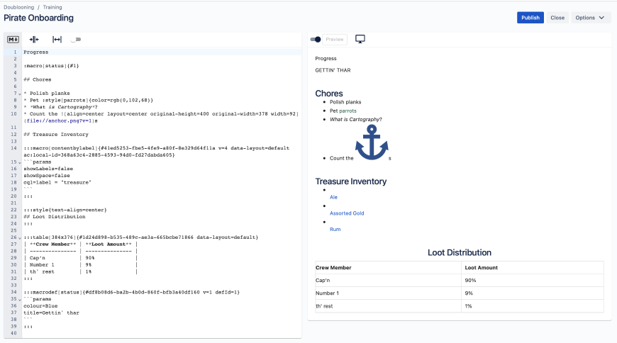 Real-time preview of either Markdown or XHTML Storage Format