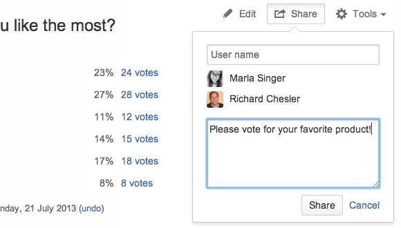 Share polls with others to let them participate