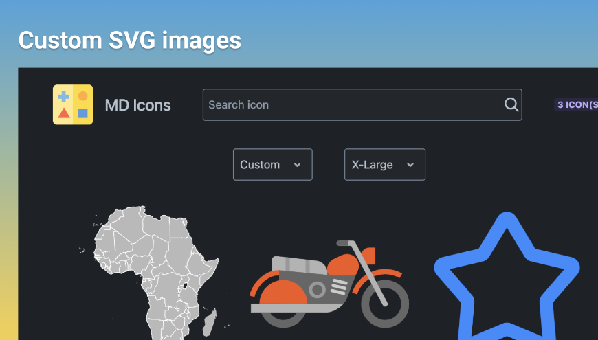 Add custom SVG icons/images to the pages