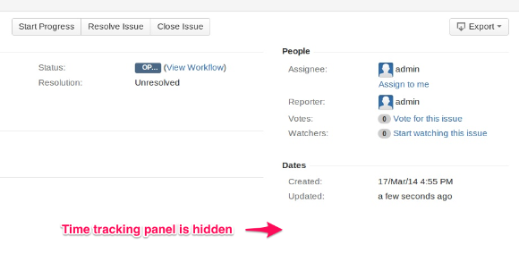 Hide "Time Tracking" panel on issue page