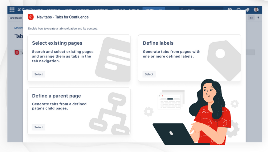 Effortless Tabs in Confluence! Leverage the Tab Wizard or local macros to organize your content quickly.