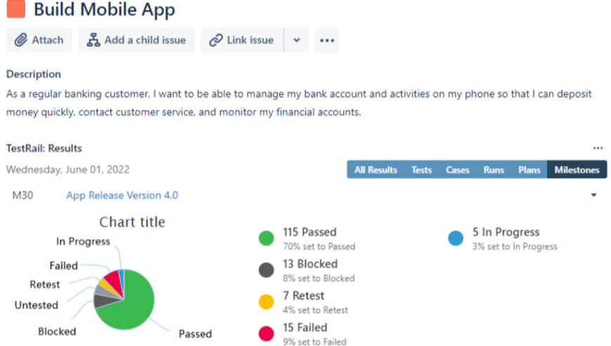 Sync requirements and tests between Jira and TestRail in real-time. Create new Jira issues from within TestRail, track requirement coverage and traceability, and more.