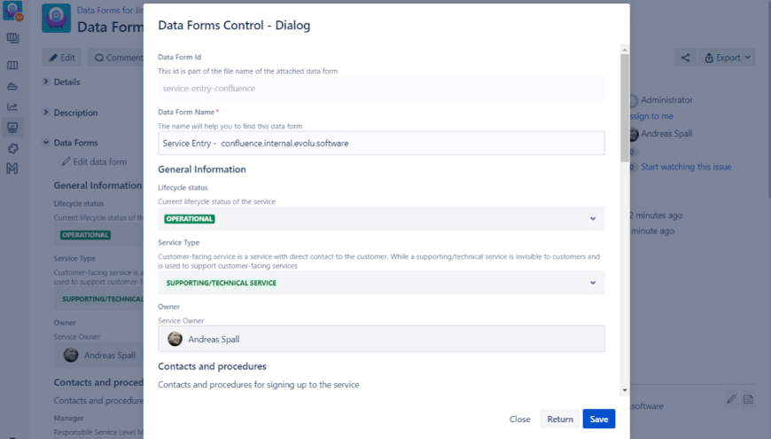 Collect data with structured data forms to let your colleagues, even non-technical, collaborate and input data in Jira. Use a postfunction to copy data forms values into the issue