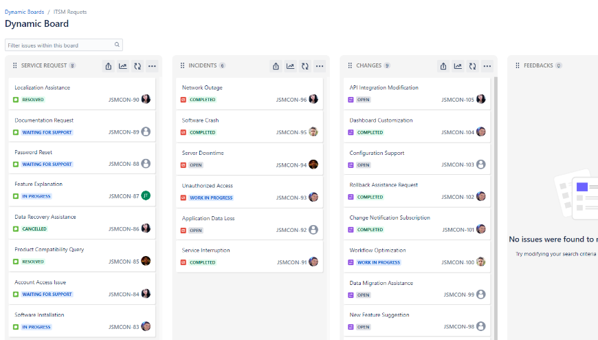 Use filters and JQL queries to manage your columns