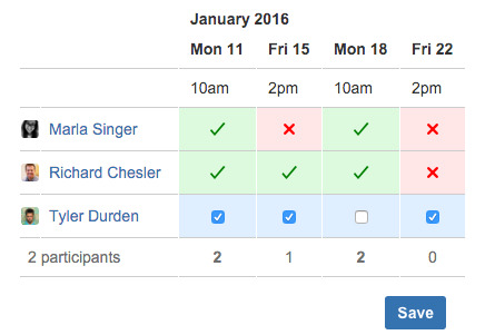 Use date polls to find a suitable time for events