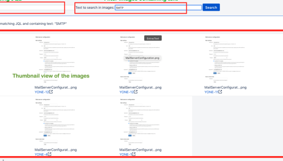 Use any JQL to filter your results and in addition search for text that you would expect to see in the screenshots or just use attachment names