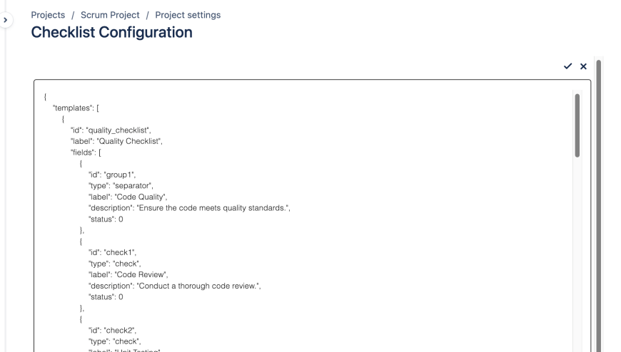 JSON Template Registration