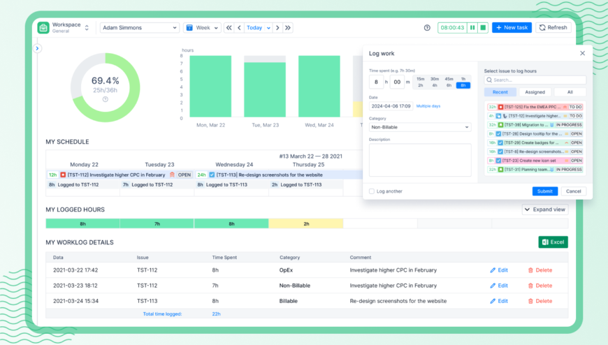 Personal Workspace for Every User.
Personal Workload Calendar for employees & remote contractors, where they can see what is planned, easily track their time and request vacations & days off.