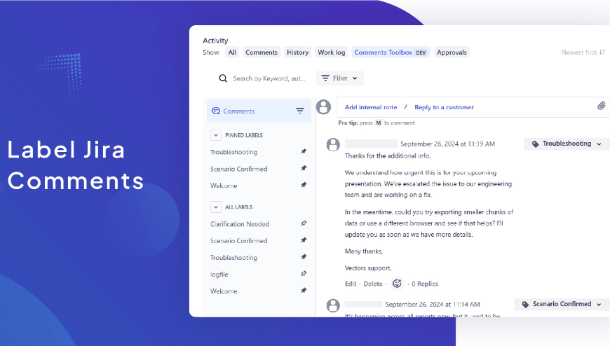 Label Jira comments