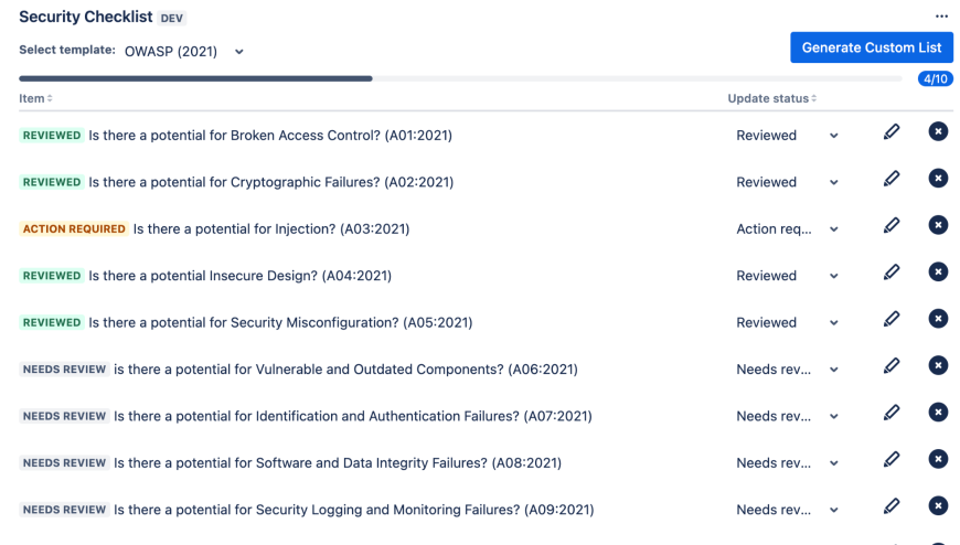 Security Checklists added to your tickets