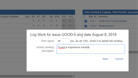 Input your work log from the Dashboard, powerfull time saving