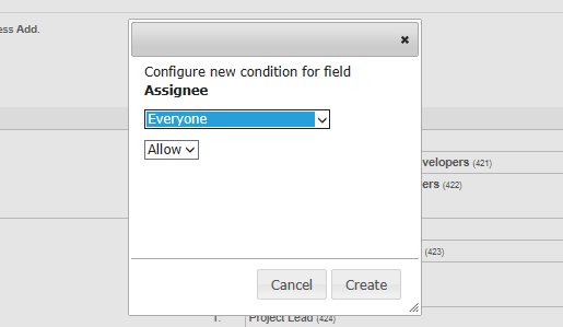 Select from a number of available conditions