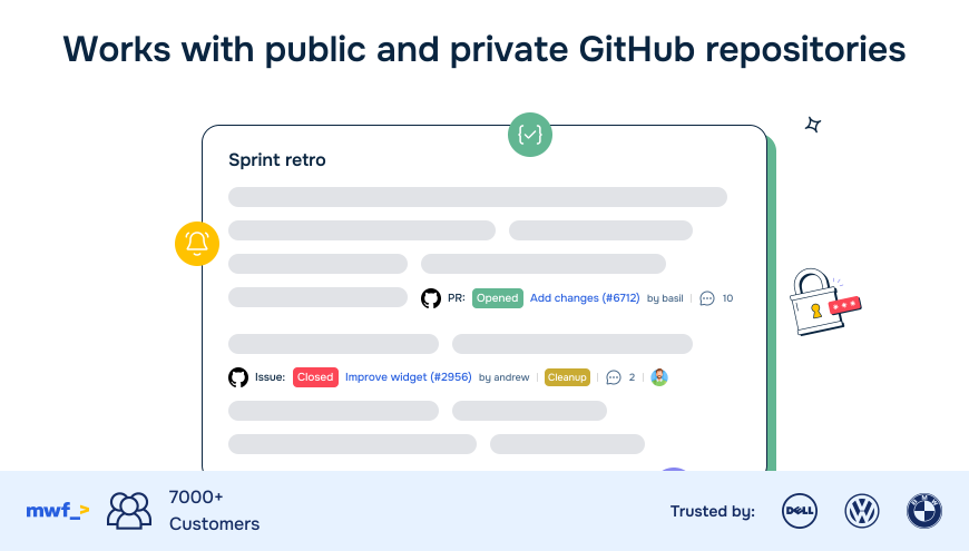 Connect private and public repositories to display real-time information from GitHub inside your Confluence docs. Works with private and public GitHub repositories and organizations.