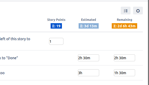 All estimation fields within a single view