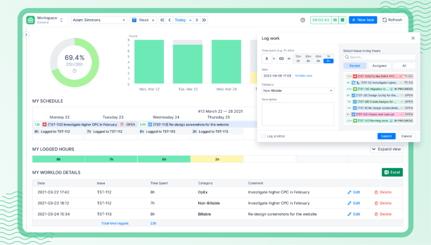 Personal Workspace for Every User.
Personal Workload Calendar for employees & remote contractors, where they can see what is planned, easily track their time and request vacations & days off.