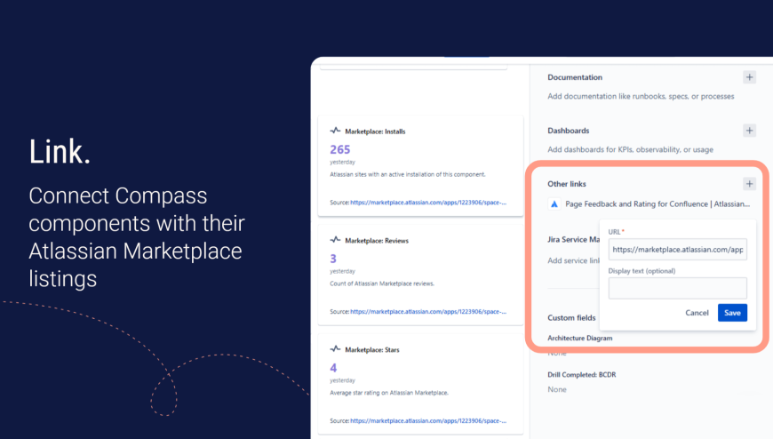 Connect Compass components with their Atlassian Marketplace listing.