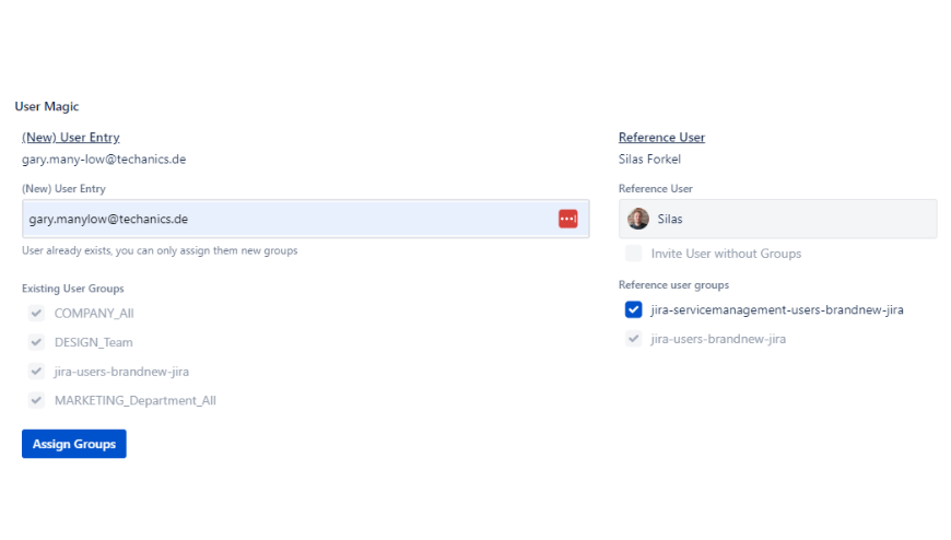 Invite new Users or assign Groups to existing ones