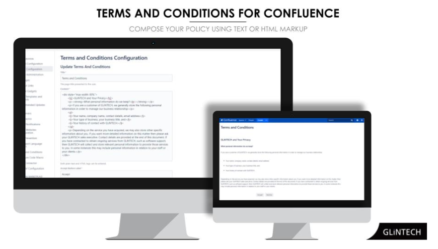 Terms and Conditions configuration page.