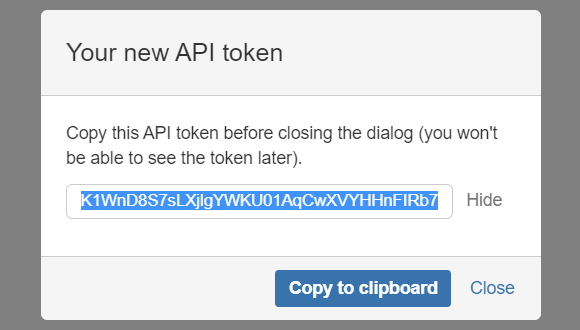 Copy the generated token and paste it into automation scripts instead of a password