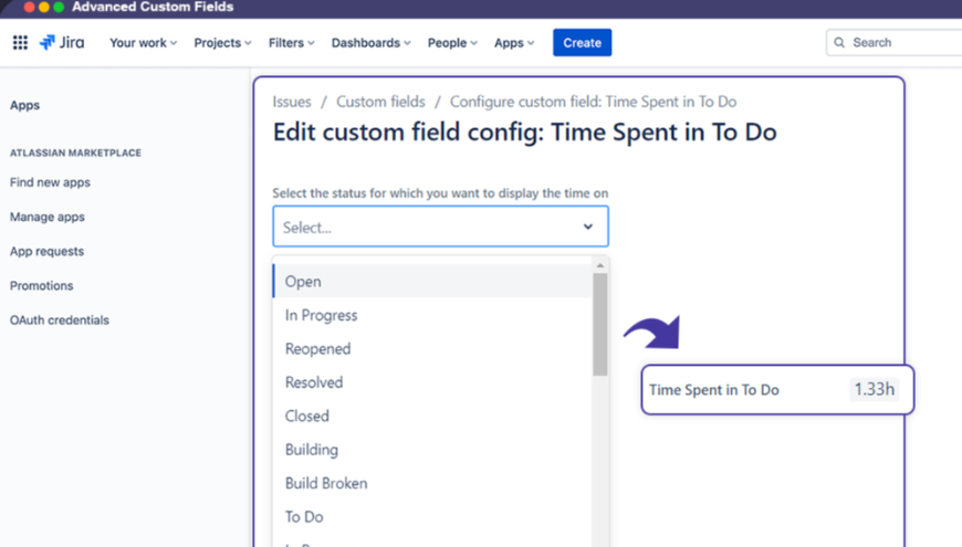 time in status custom field